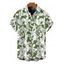Men's Hawaiian Vacation Shirt Tropical Floral Leaf Print Button Up Shirt - Olive Verte 5XL