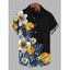 Men's Hawaiian Vacation Shirt Colorblock Hibiscus Floral Tropical Leaf Print Button Up Shirt - Blanc 5XL