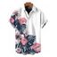 Men's Hawaiian Vacation Shirt Colorblock Hibiscus Floral Tropical Leaf Print Button Up Shirt - Blanc 5XL