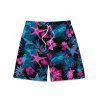 Vacation Couple Outfit Starfish Floral Leaf Marine Life Print Cinched Skirt Bikini Swimsuit and Drawstring Shorts Set - multicolor S | US 4