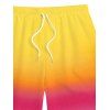 Men's Beach Shorts Ombre Drawstrings Vacation Board Shorts - Jaune XL