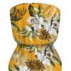 Beach Vacation Romper Tropical Floral Palm Leaf Print Pocket Off the Shoulder Romper - Jaune XXL | US 14