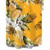 Men's Beach Vacation Shirt Tropical Floral Palm Leaf Print Button Up Shirt - Jaune L