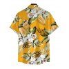 Men's Beach Vacation Shirt Tropical Floral Palm Leaf Print Button Up Shirt - Jaune L