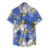 Men's Beach Vacation Shirt Tropical Floral Palm Leaf Print Button Up Shirt - Bleu 5XL