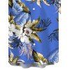Men's Beach Vacation Shirt Tropical Floral Palm Leaf Print Button Up Shirt - Bleu 5XL