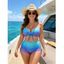 Beach Tankini Swimsuit Ombre Bowknot Underwire Push Up Cinched Boyshorts Vacation Swimwear Set - Bleu Toile de Jean XL | US 12