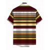 Men's Hawaiian Printed Shirt Vintage Colorblock Striped Print Button Up Shirt - multicolor A 4XL