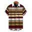 Men's Hawaiian Printed Shirt Vintage Colorblock Striped Print Button Up Shirt - Noir 3XL