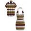 Hawaiian Couple Outfit Vintage Colorblock Striped Halter Mini Bodycon Knitted Dress and Printed Button-Down Shirt Set - multicolor A S | US 4