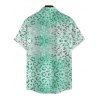 Beach Vacation Couple Outfit Ombre Sequined Leopard Print Ruched Halter Bikini Swimsuit and Shirt Set - Vert Menthe S | US 4