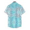 Men's Beach Vacation Shirt Ombre Sequined Leopard Print Button Up Shirt - Bleu 5XL