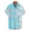 Men's Beach Vacation Shirt Ombre Sequined Leopard Print Button Up Shirt - Bleu 5XL