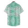 Men's Beach Vacation Shirt Ombre Sequined Leopard Print Button Up Shirt - Vert Menthe 5XL