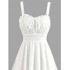 Solid Color Dress Lace Panel Scalloped Ruffle Bowknot Smocked Mini Dress - Blanc XXL | US 14