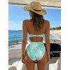 Beach Vacation Bikini Swimsuit Ombre Sequined Leopard Print Ruched Halter Swimwear Set - Vert Menthe L | US 8-10