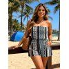 Bohemian Vacation Romper Colorblock Striped Geometric Print Pocket Off the Shoulder Romper - multicolor A XXL | US 14