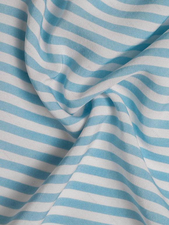 Vacation Couple Outfit Striped Print Smocked Tied Spaghetti Strap Square Neck Cake Dress and Shirt Set - Bleu clair S | US 4