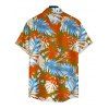 Men's Hawaii Vacation Shirt for Beach Colorblock Tropical Monstera Leaf Print Button Up Shirt - Orange XL