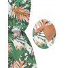 Hawaii Vacation Romper for Beach Colorblock Tropical Monstera Leaf Print Pocket Off the Shoulder Romper - Vert clair XL | US 12