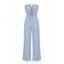 Vacation Wide Leg Jumpsuit Striped Print Cinched  Cut Out Ruffle Off the Shoulder Jumpsuit - Bleu Ciel XL | US 10