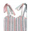 Vacation Cake Dress Colorful Striped Print Smocked Tied Shoulder Ruffle Tiered Midi Dress - multicolor A XL | US 10
