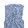Vacation Wide Leg Jumpsuit Striped Print Cinched  Cut Out Ruffle Off the Shoulder Jumpsuit - Bleu Ciel XL | US 10
