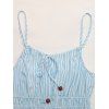 Vacation Cake Dress Striped Print Smocked Tied Spaghetti Strap Square Neck Midi Dress - Bleu clair XL | US 10