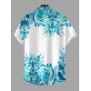Men's Vacation Shirt Porcelain Floral Print Print Button Up Shirt - Bleu Toile de Jean 5XL