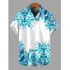 Men's Vacation Shirt Porcelain Floral Print Print Button Up Shirt - Bleu Toile de Jean 5XL