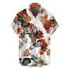 Men's Hawaiian Vacation Shirt Sketch Tropical Floral Print Button Up Shirt - Vert 5XL