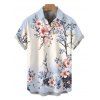 Men's Hawaiian Vacation Shirt Ombre Cherry Blossom Floral Print Button Up Shirt - Bleu gris 5XL