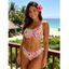 Hawaiian Vacation Bikini Swimsuit Colorful Floral Print Smocked High Cut Briefs Swimwear - Rose XL | US 12