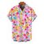Men's Hawaiian Vacation Shirt Colorful Floral Print Button Up Shirt - Vert 5XL