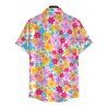 Men's Hawaiian Vacation Shirt Colorful Floral Print Button Up Shirt - Vert 5XL