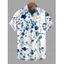 Men's Beach Vacation Shirt Watercolor Porcelain Floral Printed Print Button Up Shirt - Bleu 5XL
