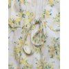 Hawaiian Vacation Couple Outfit Allover Ditsy Floral Print Tied Puff Sleeve V Neck Dress and Shirt Set - LIGHT YELLOW S | US 4