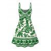 Vacation Dress Tropical Leaf Geometric Printed Spaghetti Strap Mini Dress - Vert XXXXXL | US 20