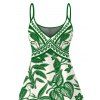 Vacation Dress Tropical Leaf Geometric Printed Spaghetti Strap Mini Dress - Vert XXXXXL | US 20