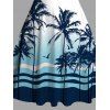 Beach Vacation Dress Tropical Coconut Tree Print Ombre Ruched Bust Mini Dress - Bleu XXXXXL | US 20