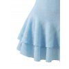 Vacation Dress Solid Color Textured Twisted Ruched Bust Layered Flounce High Waist Mini Dress - Bleu clair XXL | US 14