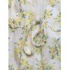 Hawaiian Vacation Dress Allover Ditsy Floral Print Tied Puff Sleeve V Neck Mini Vintage Dress - Jaune clair XL | US 10