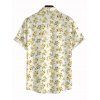 Hawaiian Vacation Couple Outfit Allover Ditsy Floral Print Tied Puff Sleeve V Neck Dress and Shirt Set - Jaune clair S | US 4