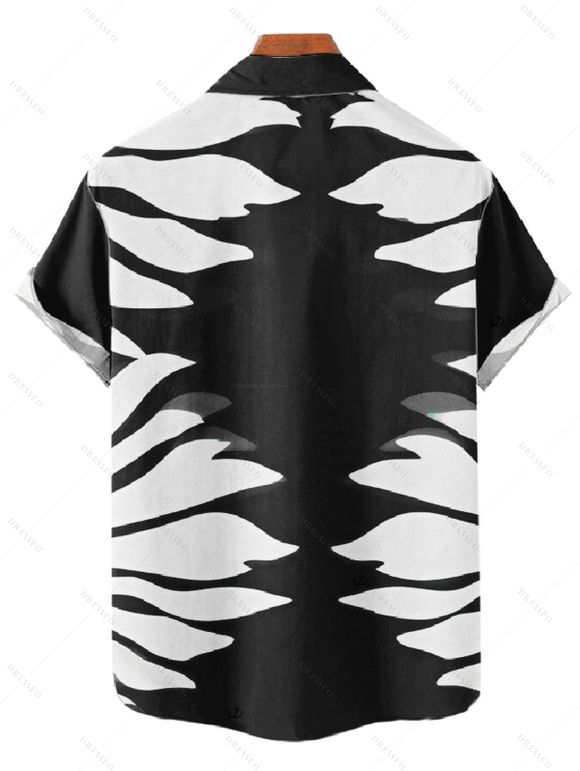 Vacation Couple Outfit Tropical Leaf Silhouette Print Twisted Wide Leg Jumpsuit and Shirt Set - Noir S | US 4