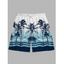 Men's Vacation Beach Shorts Tropical Coconut Tree Print Ombre Drawstring Pocket Board Shorts - Bleu L