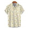 Men's Hawaiian Vacation Shirt Allover Ditsy Floral Print Button Up Shirt - Jaune clair S