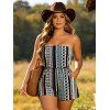 Bohemian Vacation Romper Colorblock Striped Geometric Print Pocket Off the Shoulder Romper - multicolor A M | US 6