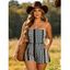 Bohemian Vacation Romper Colorblock Striped Geometric Print Pocket Off the Shoulder Romper - multicolor A M | US 6