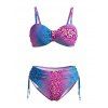 Beach Vacation Bikini Swimsuit Ombre Leopard Print Ruched Cinched Briefs Swimwear Set - Rose Vif M | US 6