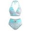 Beach Vacation Bikini Swimsuit Ombre Sequined Leopard Print Ruched Halter Swimwear Set - Bleu S | US 4